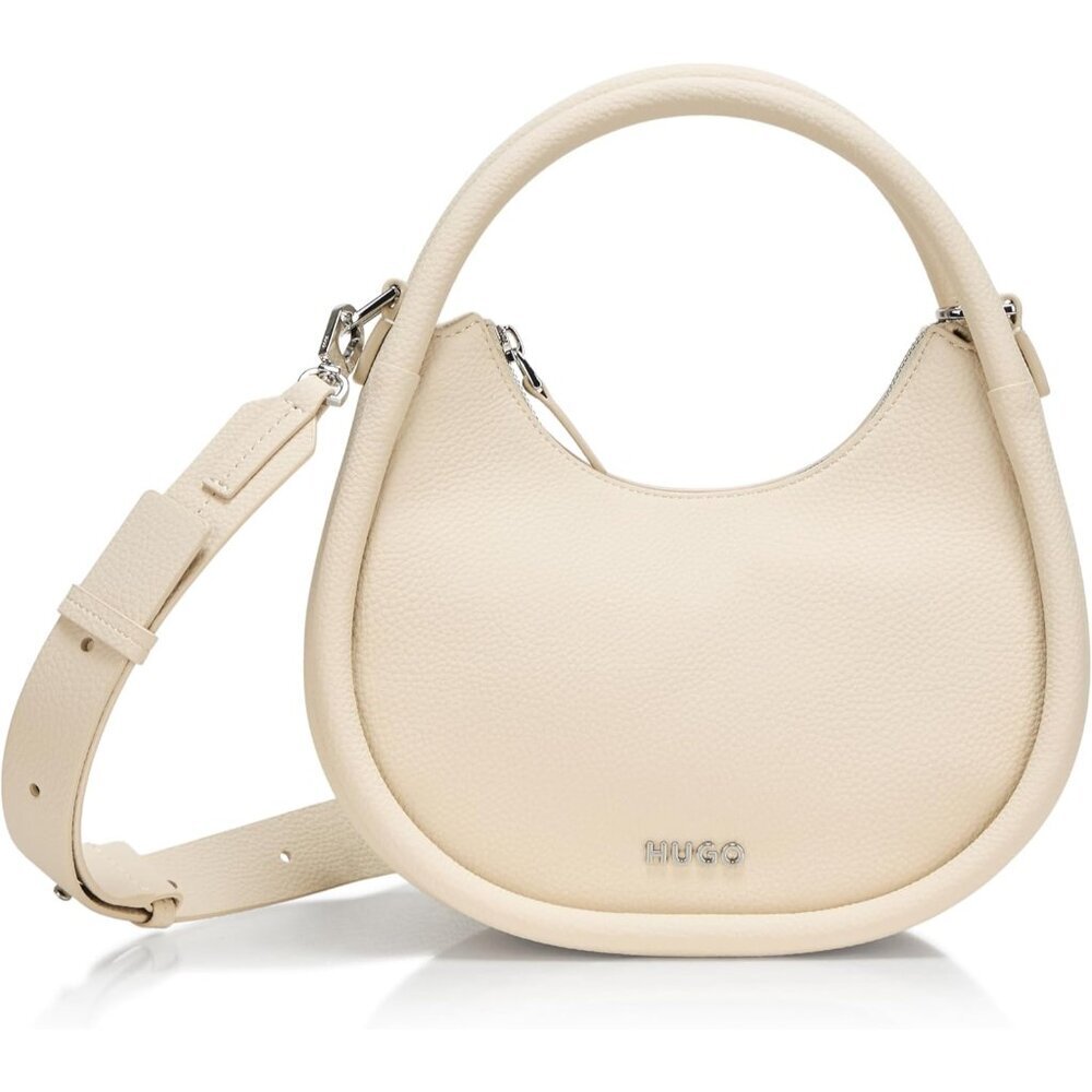 Womens Crossbody Handbag Soft Cream Zipper Compact Stylish